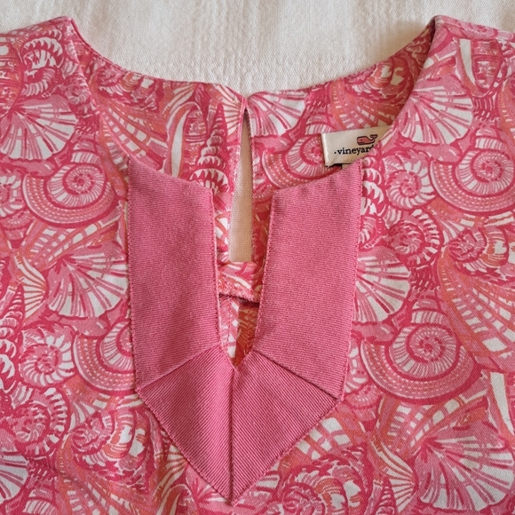 Vineyard Vines girls size 10 pink and white shell print shift dress, VGUC - Picture 3 of 6